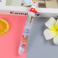 Penna a sfera a 10 colori cartone animato con topper coniglio di Natale per studenti - Stile Coniglio Bianco / Stelo Singolo