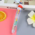 Penna a sfera a 10 colori con cappuccio orsetto di Natale a cartone animato regalo - Grigio Stile Topo / Stelo Singolo