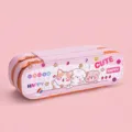 Creative high-capacity pink double-layer canvas pencil case with cute cartoon dog - Hide and Seek - Cute