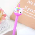 Cute cartoon unicorn donut gel pen creative student prize gift office signature stationery - Purple