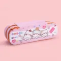 Cute pink canvas double-layer pencil case with cartoon cat patterns - Hide and Seek - Hi