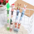 Colorful 10-in-1 Christmas ballpoint pens featuring Santa, Reindeer and Snowman toppers - Christmas 6-Color Ballpoint Pen / 0.7mm