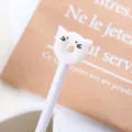 Cute cat-shaped donut gel pen in white finish, perfect for school and office stationery - White Cat / 0.5mm