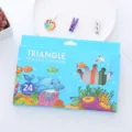 Box of 24 colors washable triangle plastic crayons for creative student drawing and coloring - Mixed Marine Life Series / 24-Color Set