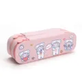 Large capacity pink double-layer pencil case with cute cartoon bear prints - Afternoon Dessert
