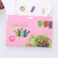 Set of 24 colors triangle plastic crayons in pink packaging for student drawing - Fruit Series / 24-Color Set