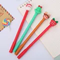 Cute festive Christmas gel pens set with Santa, Christmas Tree and Reindeer toppers - Four Christmas Gel Pens / 0.7mm