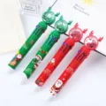 Red and green Christmas multi-color pens with reindeer antlers and festive glitter - Glitter Christmas 10-Color Pen / 0.7mm