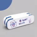 Double layer large capacity white canvas pencil case with cute bear club print - Strawberry Bear