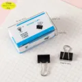 Black metal binder clips 15mm small paper clamps for office school document organization 12pcs - 15mm