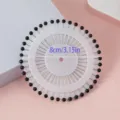 40pcs pearl head pins in plastic round wheel, quilting sewing pins and garment pins 8cm - 40 Pieces/Pack / Black