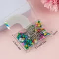 Color plastic boxed pearl head dressmaker pins with clear storage box for sewing and craft use. - 100 Pieces/Pack / Colorful