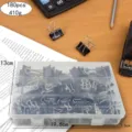 Plastic box black metal binder clips set office stationery paper clamps organizing tool - Black 32mm*8 + 25mm*12 + 19mm*60 + 15mm*100 / Black