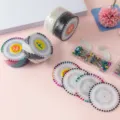 Pearl head pins set in round wheels and plastic boxes for sewing DIY tailoring and positioning. - Black & White, 1 Sheet