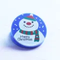 Cute round acrylic clip with snowman design and Christmas theme print for stationery organization. - Snowman