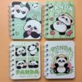 Cute A7 spiral notebooks set with four unique cartoon panda illustration designs - Cute Panda / 80 Sheets/Book