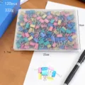 Colorful metal binder clips set 120pcs in clear plastic storage box office stationery desk supply - 19mm Multicolored Clips, 120 Count per Square Box / Colorful