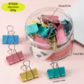 Colorful metal binder clips set with clear storage box for office and school use. - 41mm Colored Binder Clips, 24 Pcs/Barrel