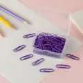 Lila kunststoffbeschichtete Büroklammern in Box, süße Macaron Schreibwaren für Büro und Tagebuch. - 28mm 50 Stück/Packung / Lila