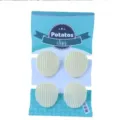 Potato chip clips sealing set for snack food storage, plastic clips on card packaging. - Round Green Cards