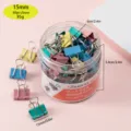 Colorful metal binder clips set in a clear jar, 15mm small paper clamps for office and school. - 15mm Multicolored Clips, 60 Count per Tub