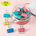Juego de pinzas binder de metal de colores con caja, 32mm para oficina y uso escolar diario. - Clips de doble clip de colores de 32 mm, 24 piezas/bote