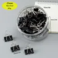 Clips de papel negros 25mm 48pcs juego en caja de almacenamiento transparente para papelería. - Negro 25 mm 48 uds/bote