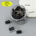 Clips encuadernadores negros de metal de 19mm en tarro transparente, ideales para oficina y escuela. - Negro 19 mm 40 uds/bote