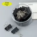 Clips encuadernadores negros de metal 41mm pinzas grandes para oficina escuela papelería - Negro 41 mm 24 uds/bote