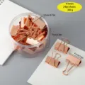 Clips de carpeta de metal oro rosa 41mm 24pcs pinzas para papel papelería de oficina caja transparente. - 41 mm oro rosa, 24 uds./cubo