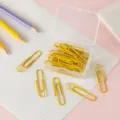 Bunte kunststoffbeschichtete Büroklammern Set mit transparenter Box für Büro und Schule - 50mm 20 Stück/Packung / Gelb