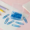 Blau kunststoffbeschichtete Büroklammern im transparenten Aufbewahrungsbox Bürobedarf - 50mm 20 Stück/Packung / Blau
