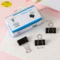 Black Metal Binder Clips 32mm 12pcs Per Box Office Stationery Paper Clamp Tool Set - 32mm