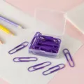 Farbige, kunststoffbeschichtete Büroklammern im transparenten Aufbewahrungsbox, lila. - 50mm 20 Stück/Packung / Lila