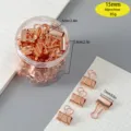 Rose gold binder clips in clear jar 15mm 60pcs metal paper clamps for office school stationery - 15mm (60 Pcs/Barrel) / Rose Gold