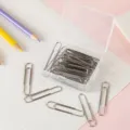 Transparente Kunststoffbox Metall Büroklammern Set Bürobedarf Tagebuch Lesezeichen süß - 50mm 20 Stück/Packung / Silber