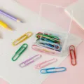 Bunte kunststoffbeschichtete Büroklammern im Set mit transparenter Box Bürobedarf Schreibwaren - 50mm 20 Stück/Packung / bunt