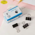 Black metal binder clips 25mm 12pcs box set office stationery paper clamp fastener school supply - 25mm