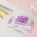 Pastellviolette kunststoffbeschichtete Büroklammern Set mit Box für Bürobedarf - 50mm 20 Stück/Packung / Lavendel