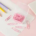 Macaron rosa beschichtete Büroklammern im Set mit transparenter Box, ideal für Büro. - 50mm 20 Stück/Packung / Kirschblütenrosa