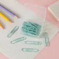 Büroklammern im Set, bunte kunststoffbeschichtete Schreibwaren für Büro, Schule und Heft. - 50mm 20 Stück/Packung / Mintgrün