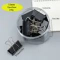 Clips de carpeta de metal negro en tarro transparente, pinzas de papel grandes 51mm. - Negro 51 mm 12 uds/bote
