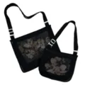 Children beach mesh bag toy storage shoulder bag for kids seashell collecting handbag outdoor - Black Shoulder Mesh Bag Set (Large & Small)