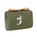 Green cosmetic bag for travel, mini makeup pouch with dual zippers and leather pull tabs. - 16*10*5CM / Green Qixi Festival