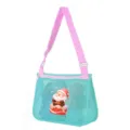 Kids mesh beach bag turquoise shoulder toy storage bag cute santa graphic summer outdoor - Green & Pink Ribbon Happy Old Man