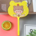 Yellow fan-shaped ballpoint pen featuring a cute cartoon girl with floral hair clip - 0.5mm Bullet Tip / Yellow