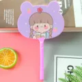Cute purple fan-shaped ballpoint pen with cartoon girl illustration for students - 0.5mm Bullet Tip / Purple