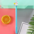 Cute blue gel pen featuring a cartoon unicorn soft rubber topper for students and gifts - Unicorn / 0.5mm / Blue