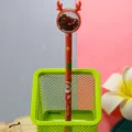 Bolígrafo de gel de reno navideño rojo con lentejuelas de corazón - 0.5mm / Marrón