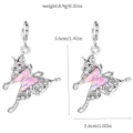 Detailed view of the pink crystal butterfly earrings showcasing dimension and weight specs clearly. - 15